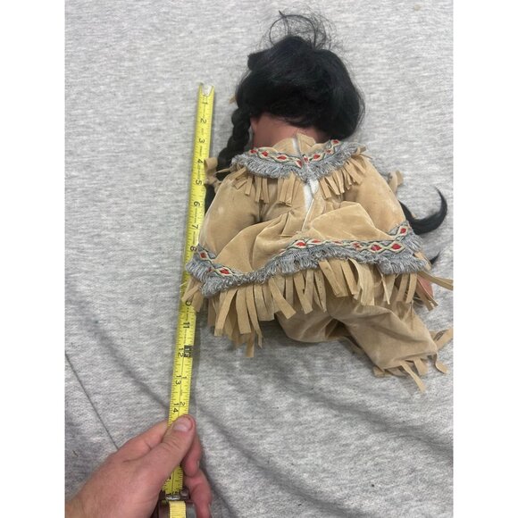 Cathy Collection Native American Porcelain Doll Black Hair Brown Dress - Picture 9 of 9